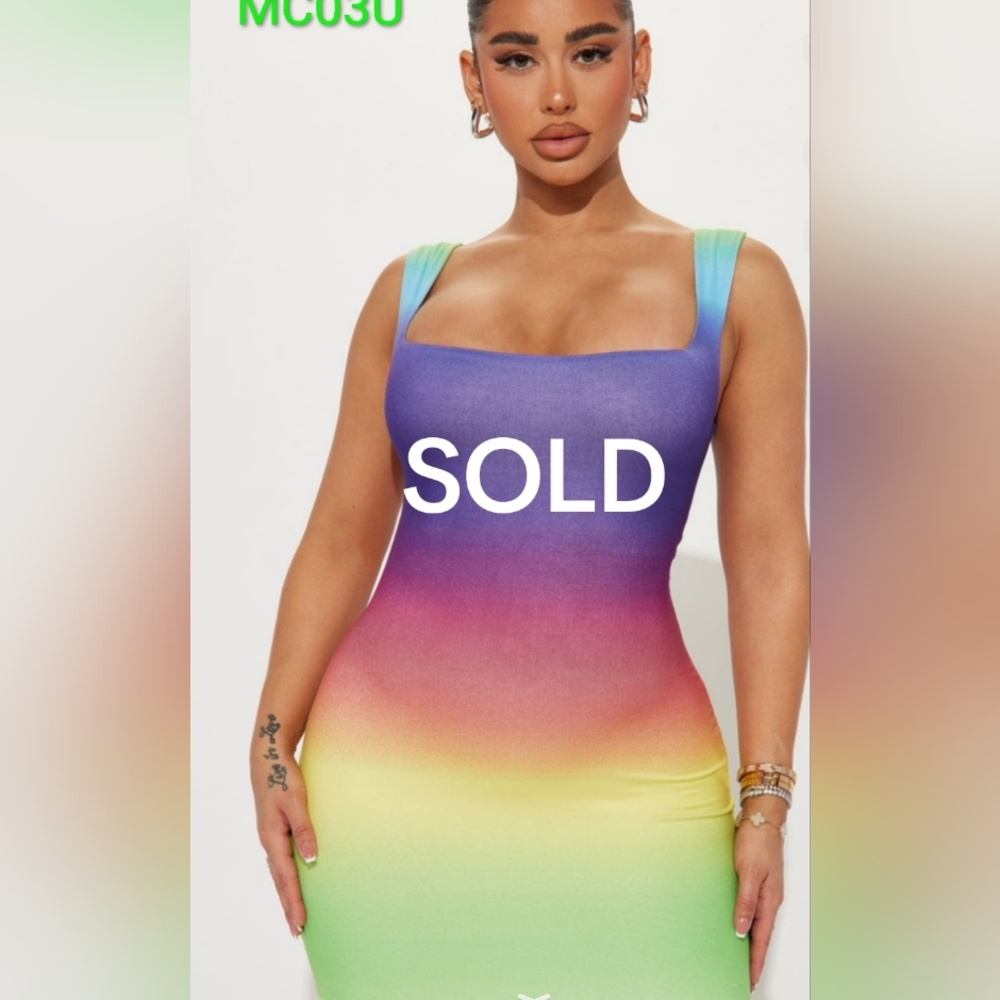 Fashion Nova Multicolor Gradient Midi Dress